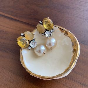 EUC J. Crew Crystal + Pearl Drop Earrings
